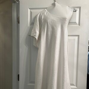 Banana Republic one shoulder white linen swing dress